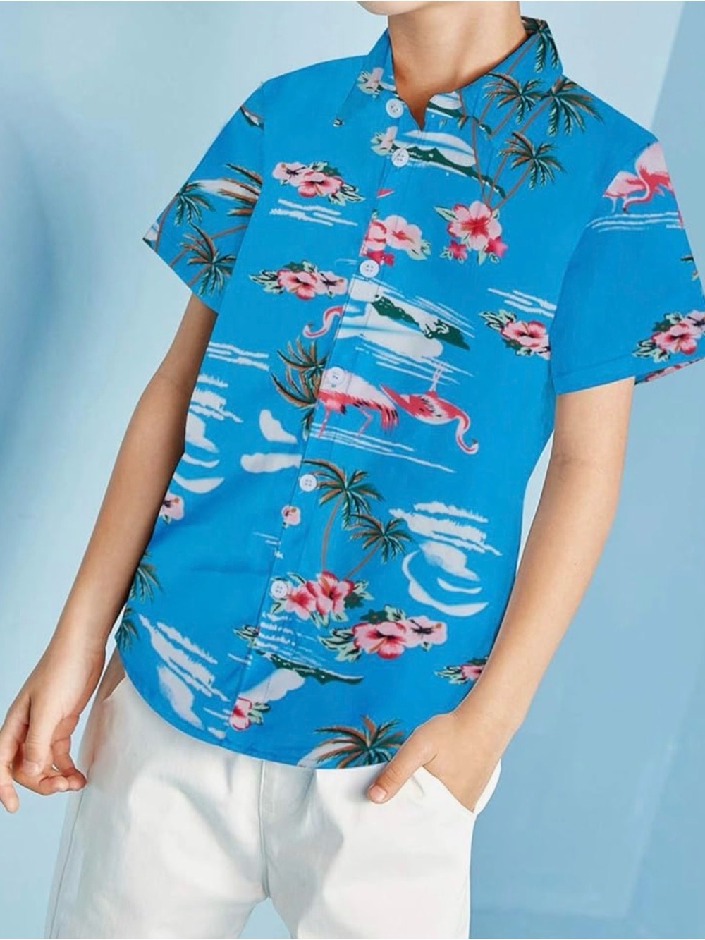 Boys size large short sleeve Hawaiian button down shirt - Picture 3 of 9